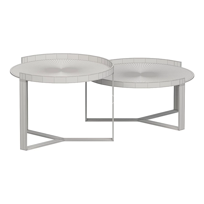 Copper Brushed Green Glass Table 3D model image 2