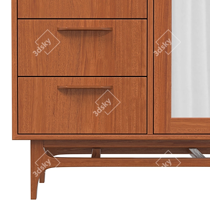  Vintage Walnut Wardrobe, Elegant Finish 3D model image 2