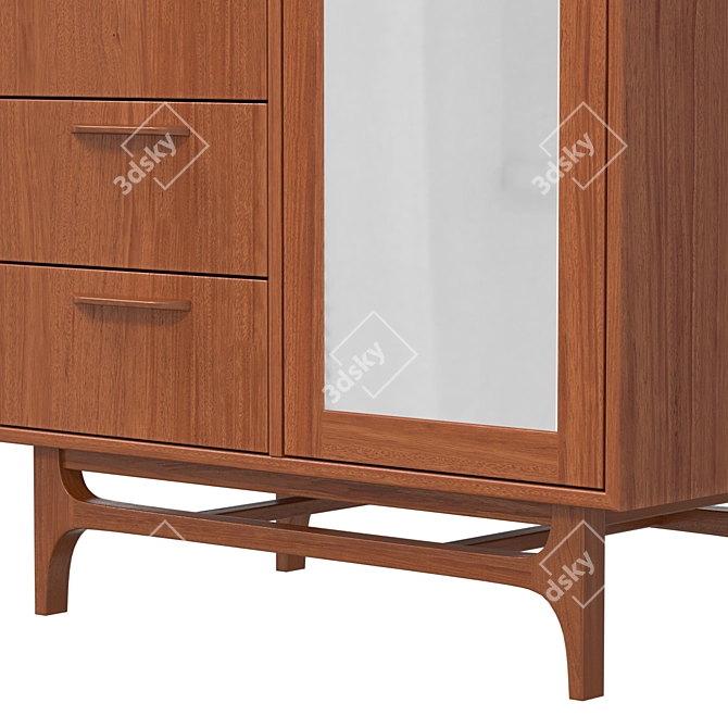  Vintage Walnut Wardrobe, Elegant Finish 3D model image 3