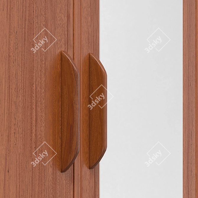  Vintage Walnut Wardrobe, Elegant Finish 3D model image 4