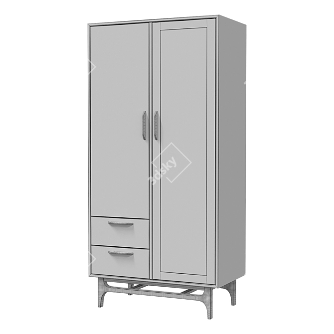  Vintage Walnut Wardrobe, Elegant Finish 3D model image 5