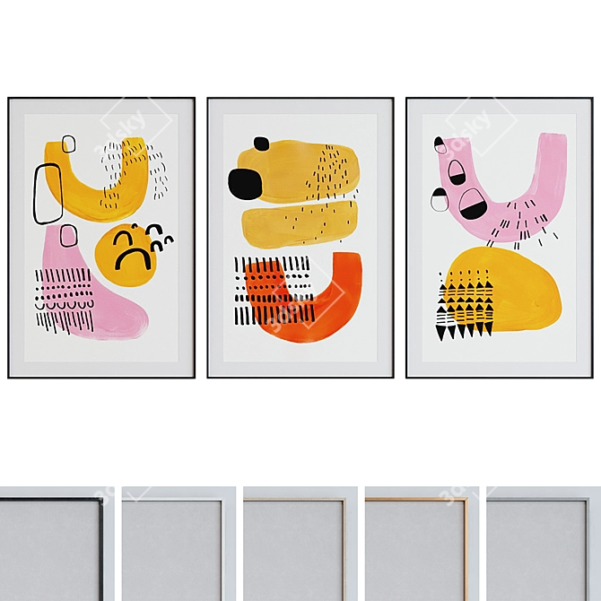 Modern Abstract Picture Frame Set 3D model image 1