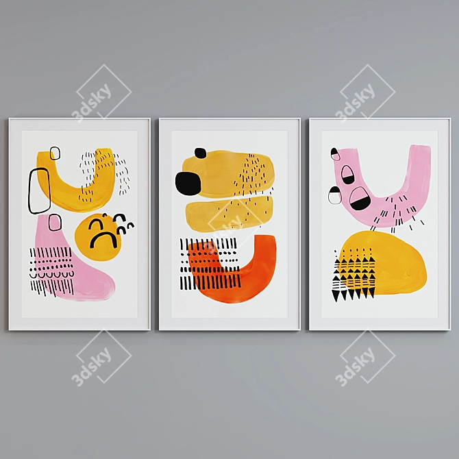 Modern Abstract Picture Frame Set 3D model image 3