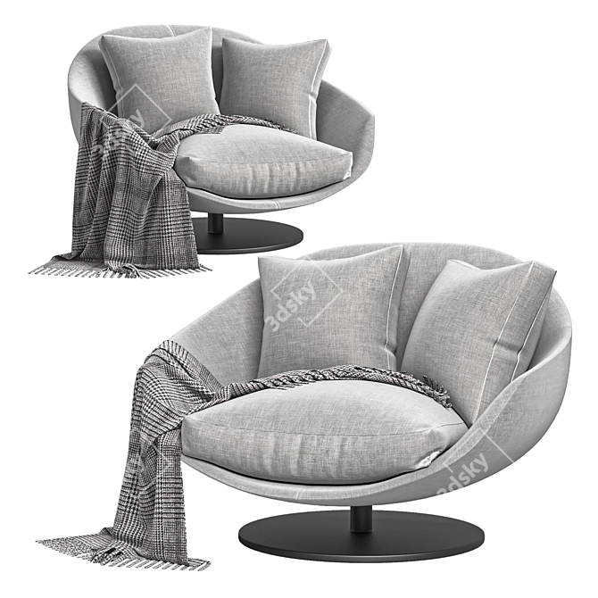 AVI Fabric Armchair with Swivel 3D model image 1