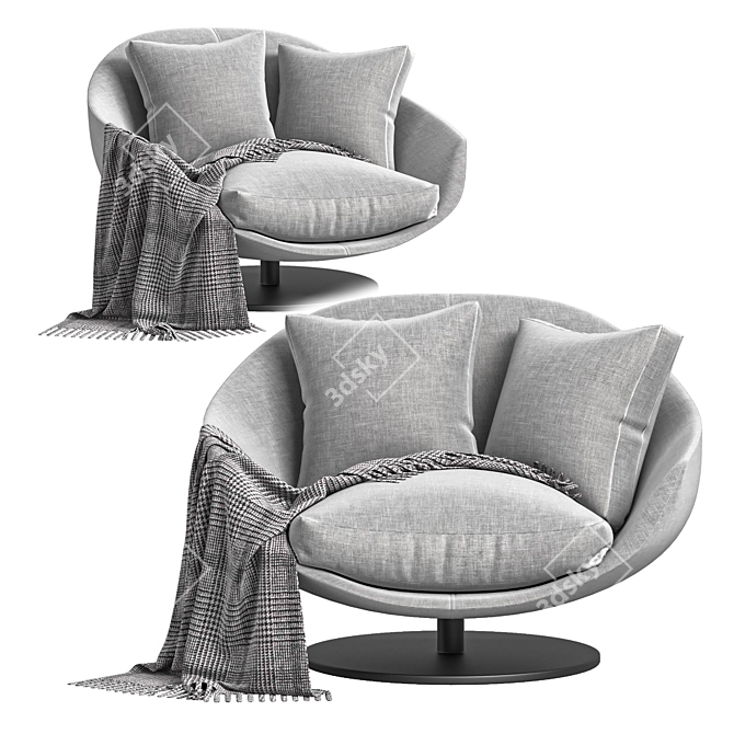 AVI Fabric Armchair with Swivel 3D model image 2