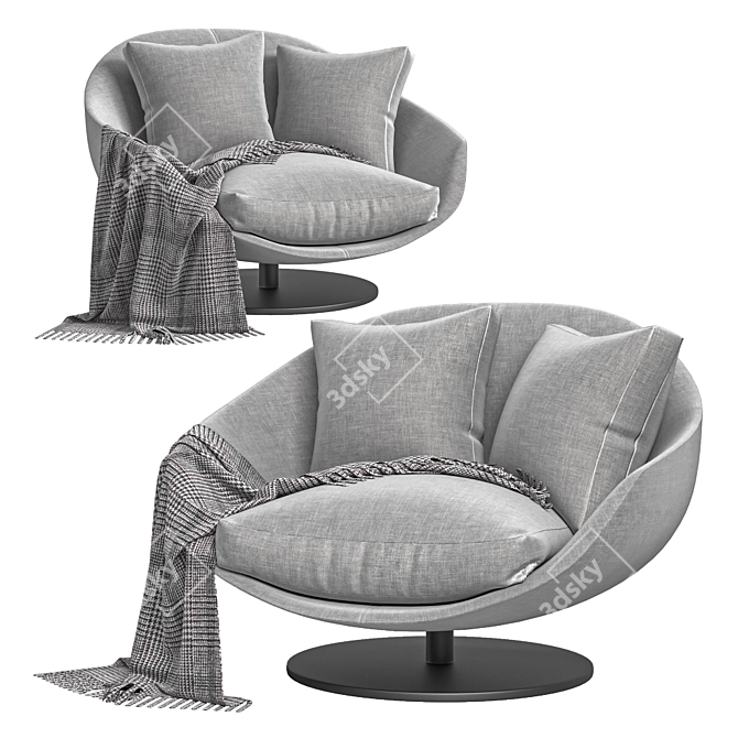 AVI Fabric Armchair with Swivel 3D model image 5