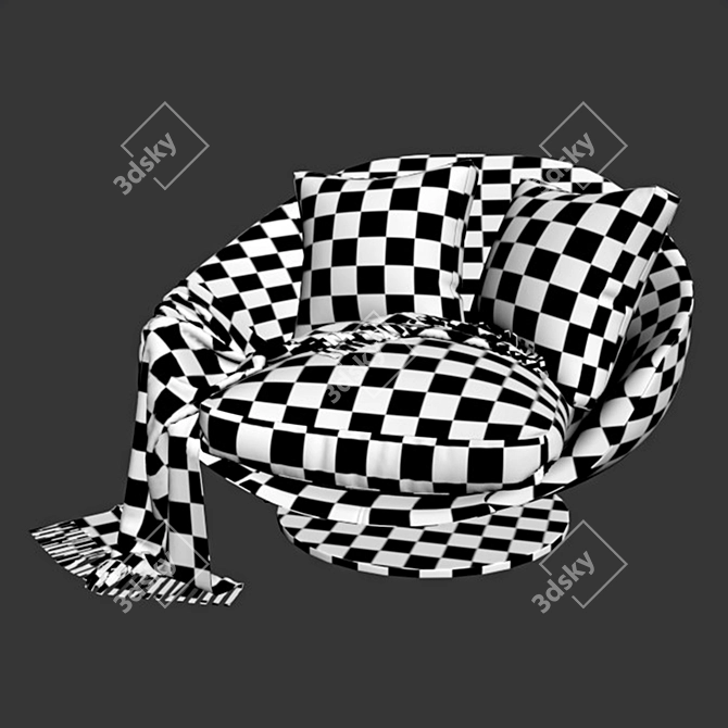 AVI Fabric Armchair with Swivel 3D model image 7