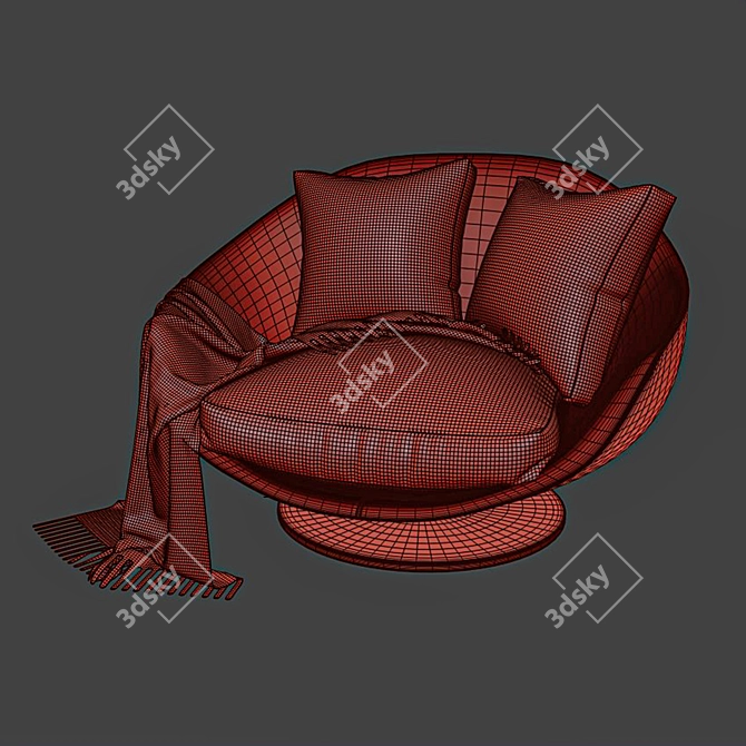 AVI Fabric Armchair with Swivel 3D model image 8