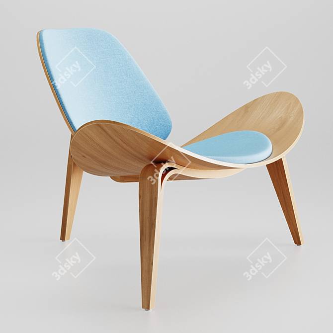 Designer Shell Cosmo Upholstered Chair 3D model image 1