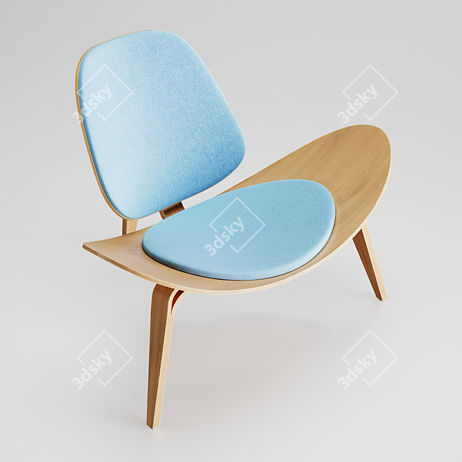 Designer Shell Cosmo Upholstered Chair 3D model image 2