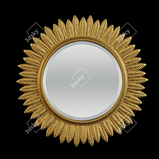 Gilded Radiant Crown Mirror 3D model image 1