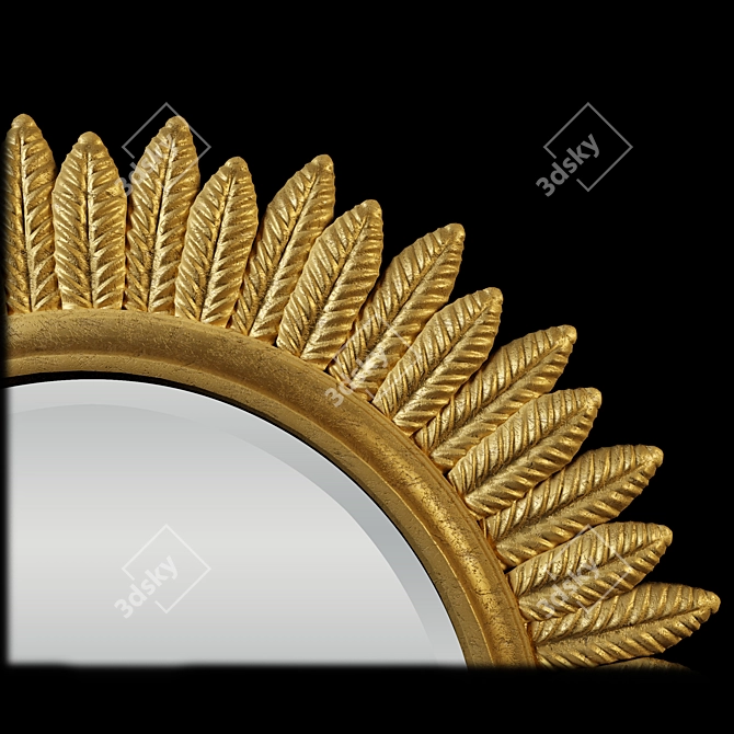 Gilded Radiant Crown Mirror 3D model image 2