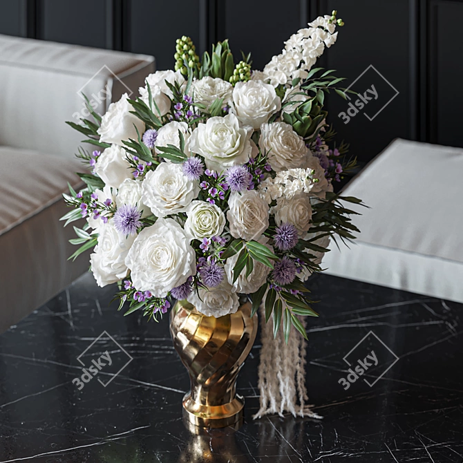 Elegant Floral Bouquet Decoration Set 3D model image 2