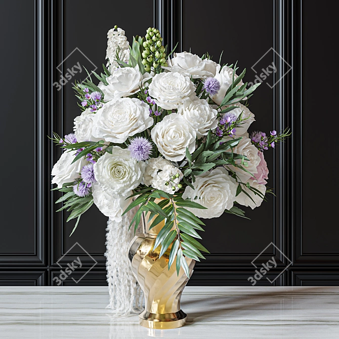 Elegant Floral Bouquet Decoration Set 3D model image 3