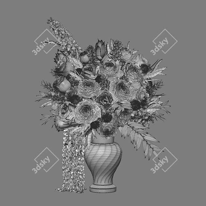 Elegant Floral Bouquet Decoration Set 3D model image 6