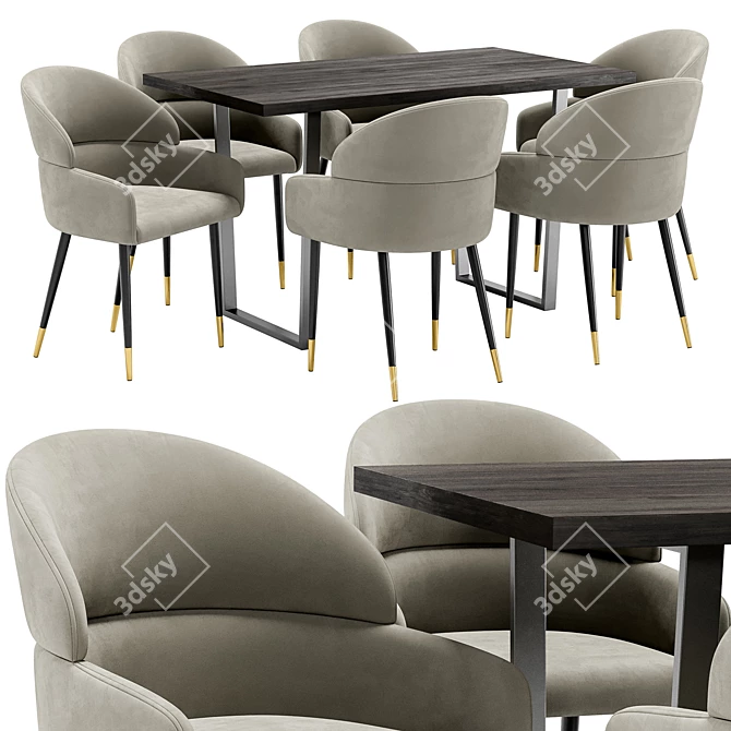 Berkeley Dining Chair and Patika Table 3D model image 1