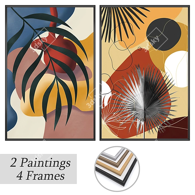 Artworks Set with Multiple Frames 3D model image 1