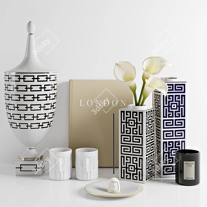 Ginori Decor Set: Luxury Vases & Figurines 3D model image 1