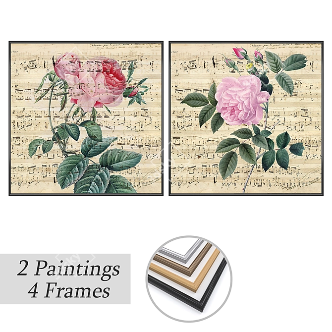  Modern Art Set with Frames 3D model image 1