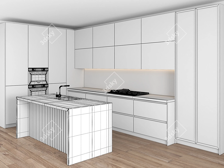 Contemporary Chef's Dream Kitchen 3D model image 7