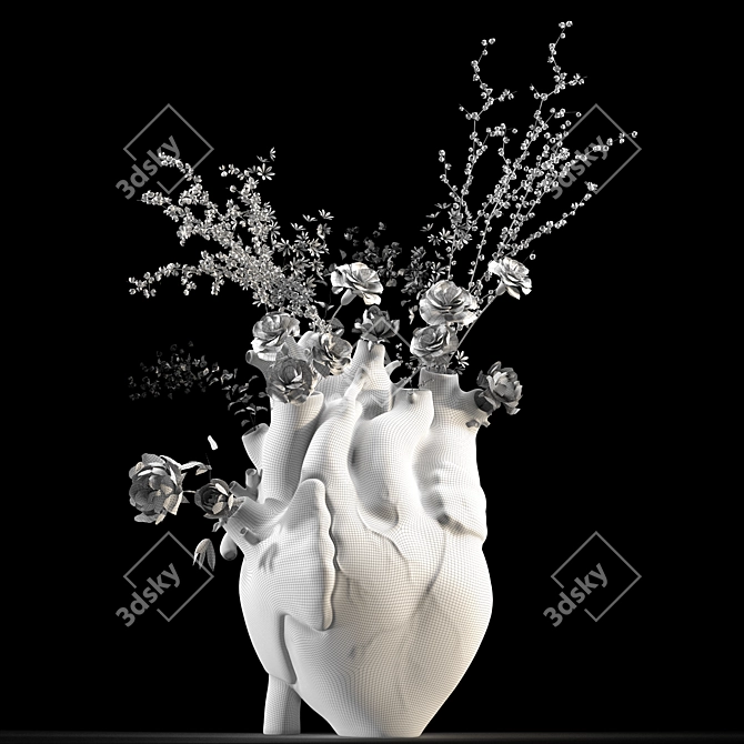 Ruby Heart Vase Sculpture 3D model image 6