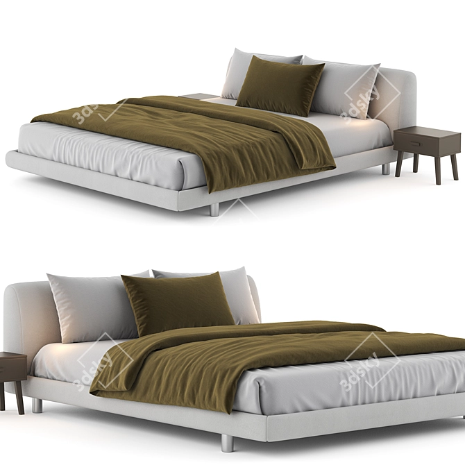 Modern Italian Zanotta GREG Bed 3D model image 1