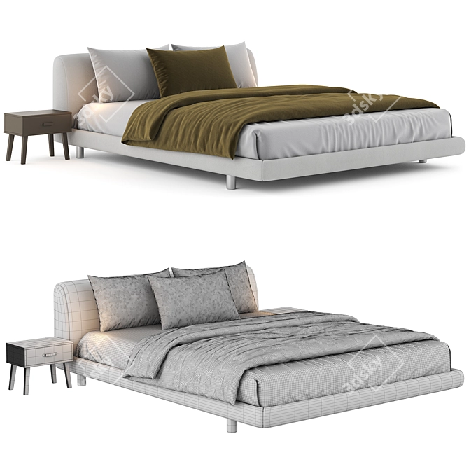 Modern Italian Zanotta GREG Bed 3D model image 2