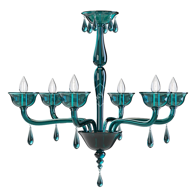 Venetian Glass Green Chandelier Beauty 3D model image 1