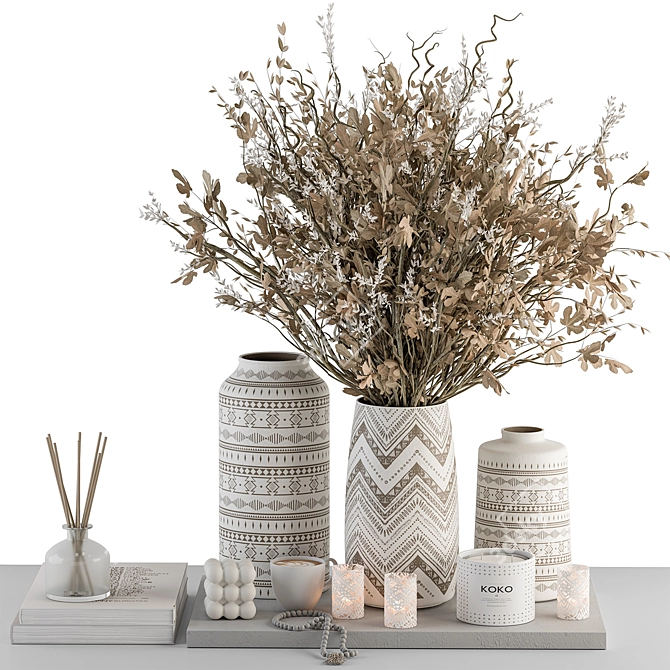 Botanical Bliss Vase Set 3D model image 1