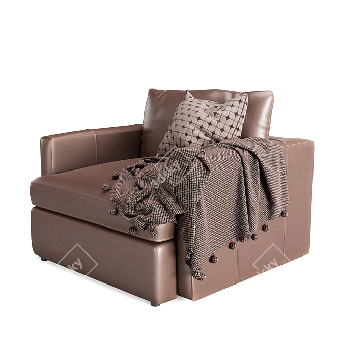 Luxury Leather Lounge Chair 3D model image 4