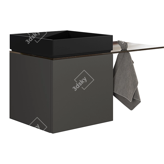 Compact Glass Top Washbasin Cabinet 3D model image 1