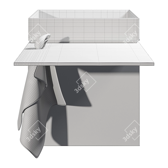 Compact Glass Top Washbasin Cabinet 3D model image 6