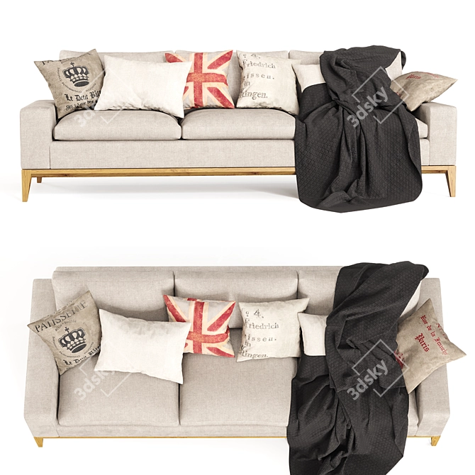 Modern 3D Lacuna Sofa Model 3D model image 2