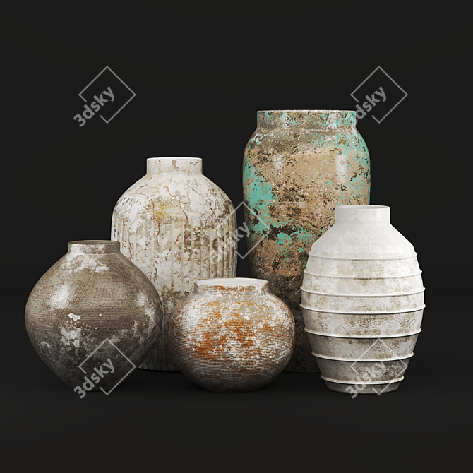 Artisan Concrete Vase: Textured Detail 3D model image 1