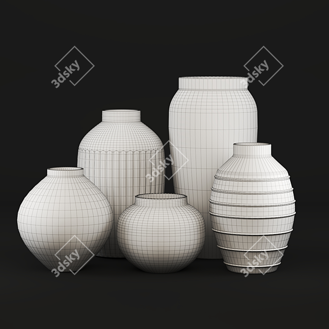 Artisan Concrete Vase: Textured Detail 3D model image 3