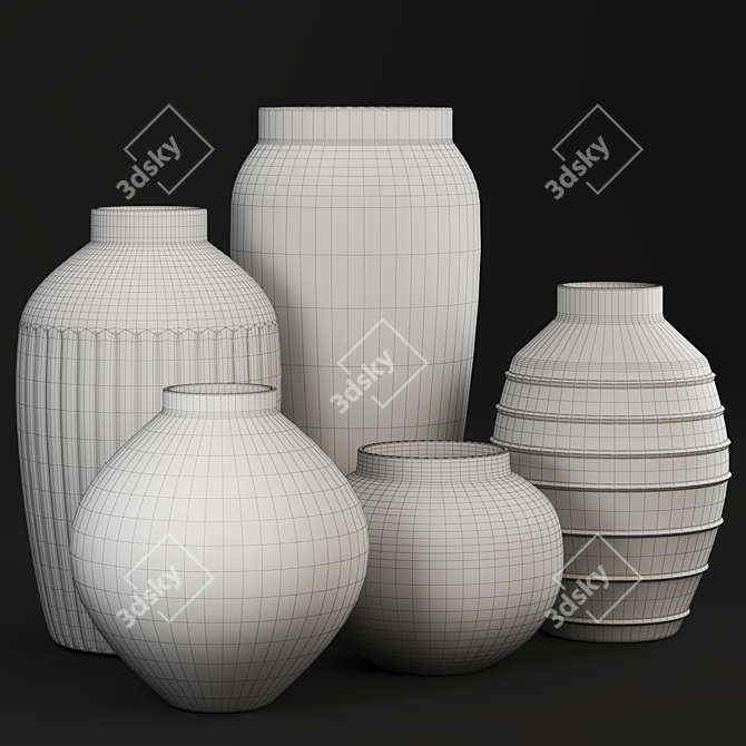 Artisan Concrete Vase: Textured Detail 3D model image 4