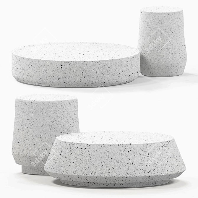 Sleek Marble Coffee Tables 3D model image 3