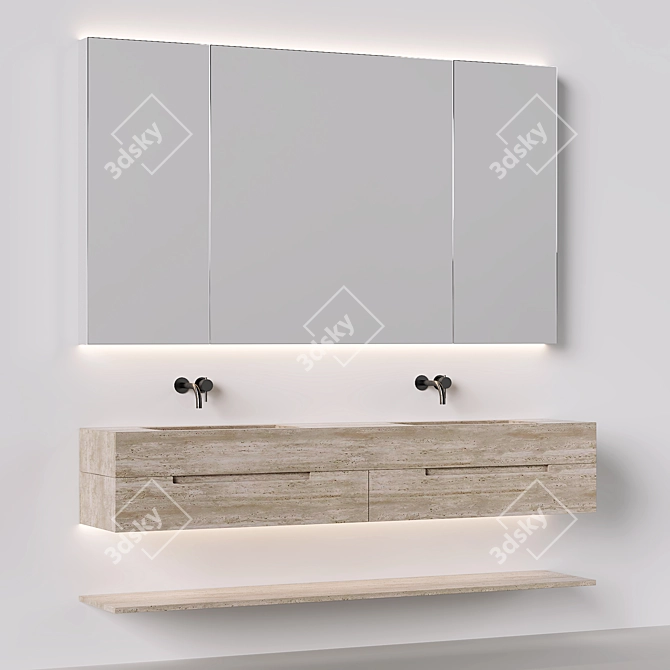 Luxury Travertine Bathroom Furniture 3D model image 1