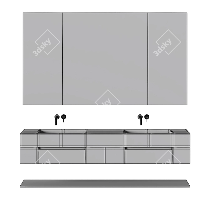 Luxury Travertine Bathroom Furniture 3D model image 6