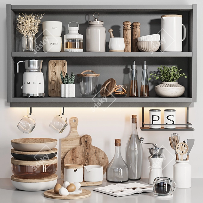 High-Quality Kitchen Accessories Set 3D model image 1