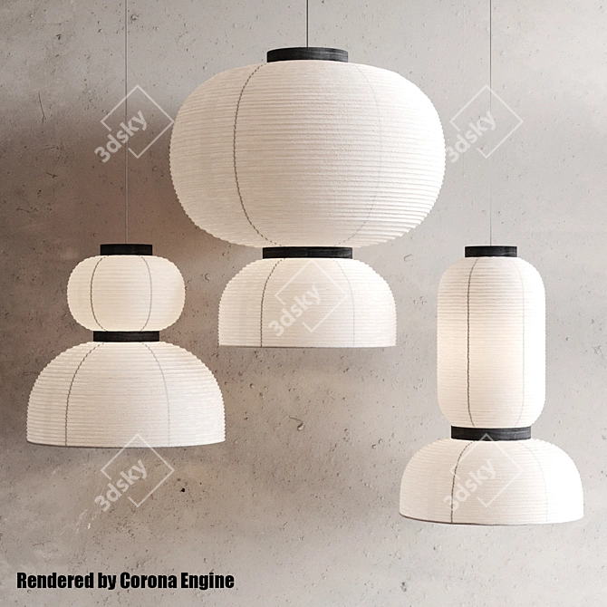 Artful Formakami Paper Pendant Lights 3D model image 4