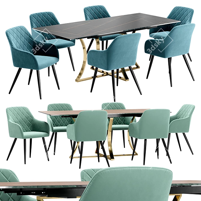 Robert Dining Chair and DT Table 3D model image 1