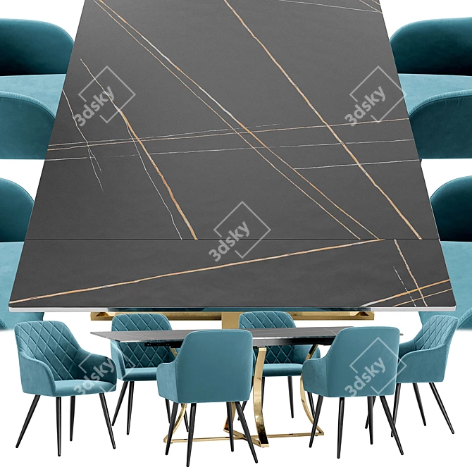 Robert Dining Chair and DT Table 3D model image 2