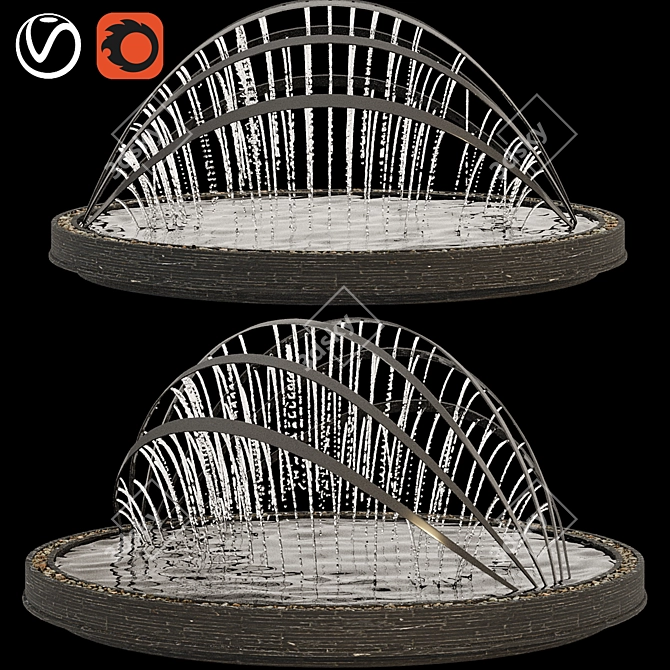 Outdoor Park Water Fountain Mesh 3D model image 2