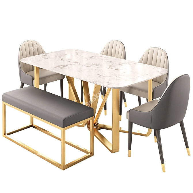 Modern Suede Leather Dining Set 3D model image 5