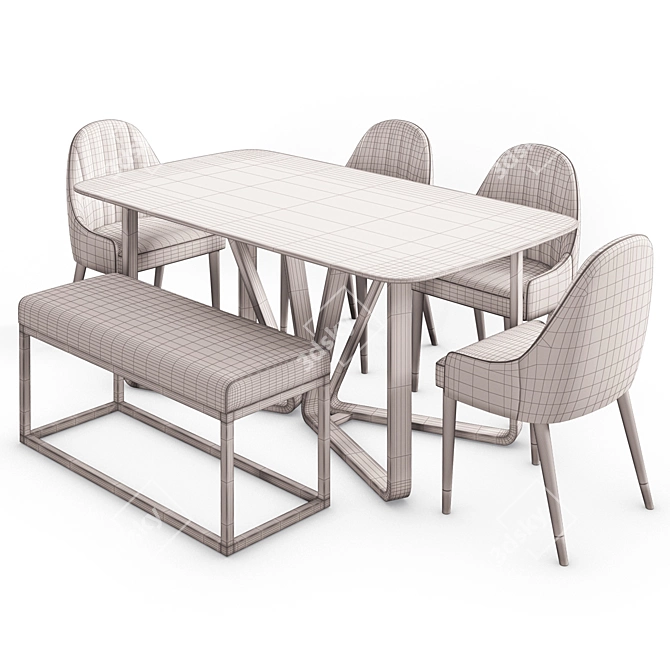 Modern Suede Leather Dining Set 3D model image 11