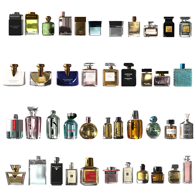 Luxury Perfume Set: 42 Bottles 3D model image 5