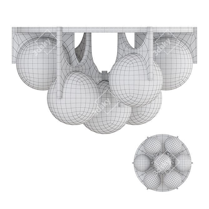 Frida Glass Globe Ceiling Chandelier 3D model image 3