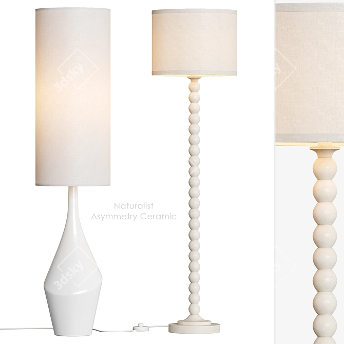 Elegant Ceramic Asymmetry Floor Lamp 3D model image 1
