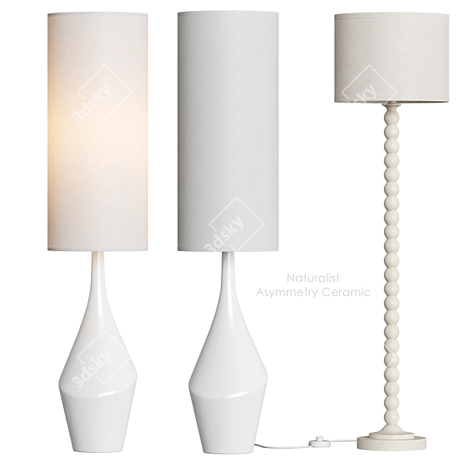 Elegant Ceramic Asymmetry Floor Lamp 3D model image 2